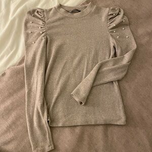 ZARA Pearl Detailed Mock Neck